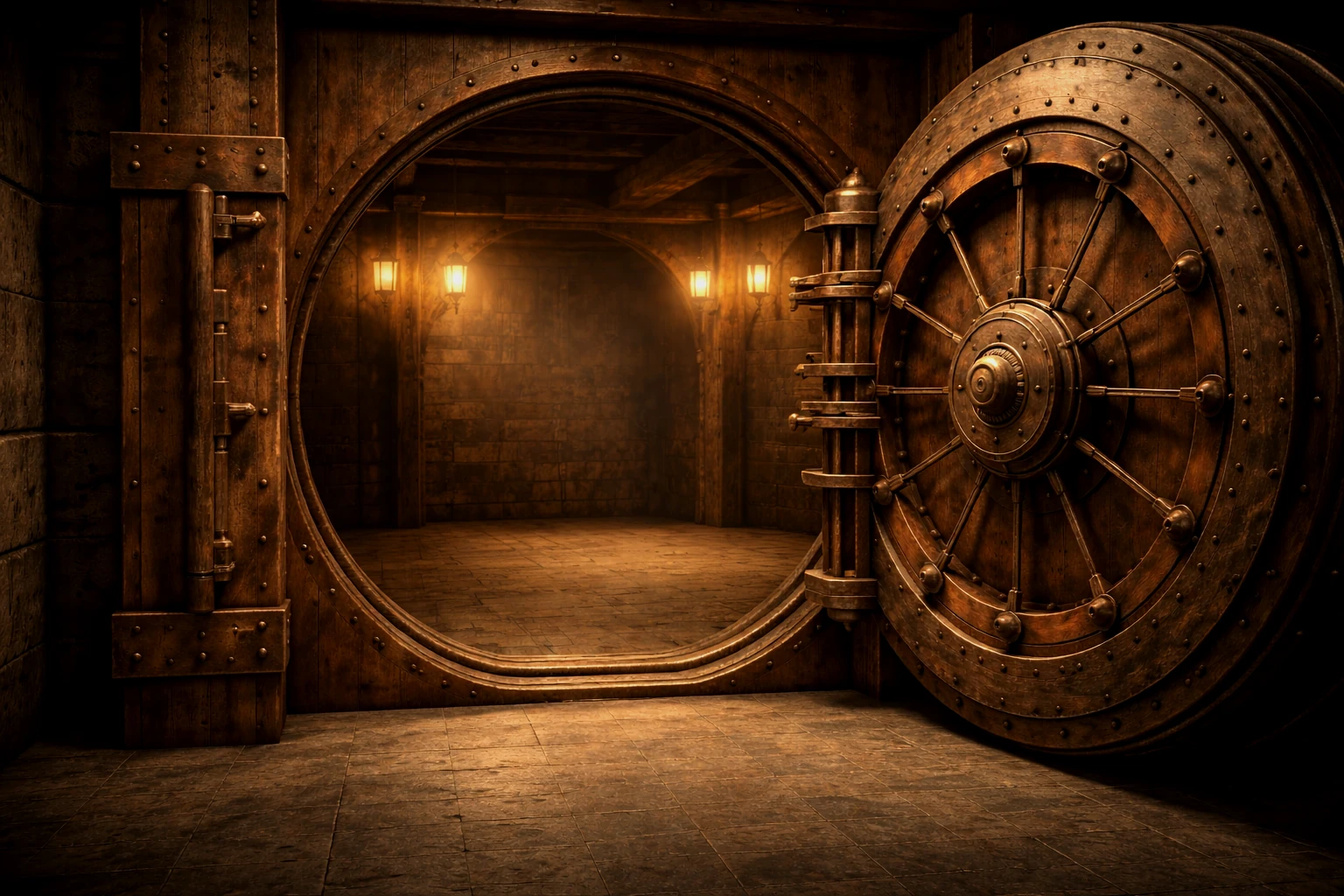 Warm illuminated interior of the Bloodline Vault