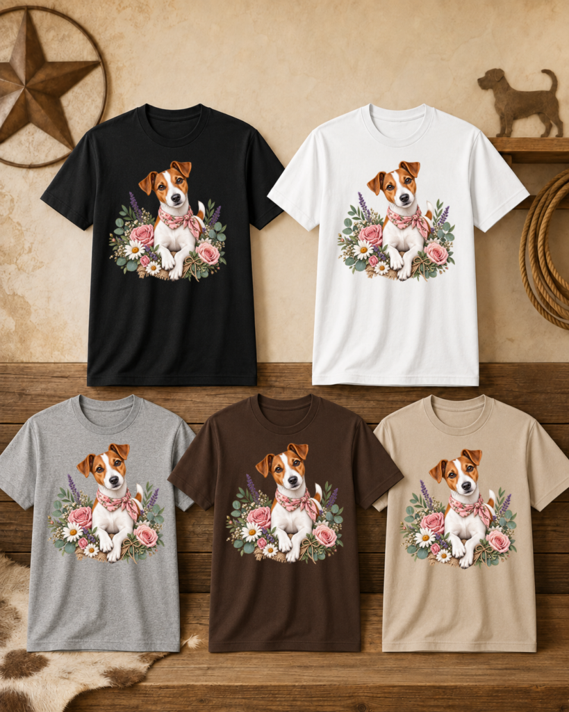 Floral Jack Russell T-Shirt