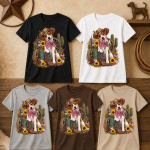 Western Floral Jack Russell T-Shirt